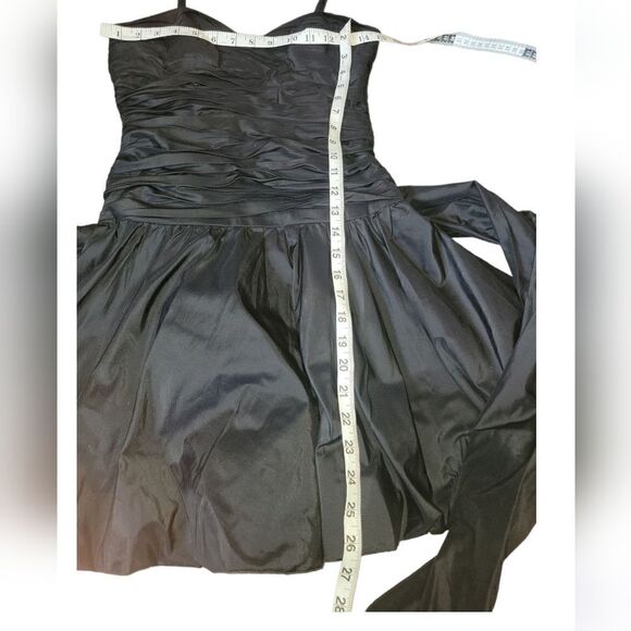 NWT BCBGMAXAZRIA Black Silk Taffeta  Mini Bubble Dress 80s Carrie Bradshaw 2 - Picture 7 of 14